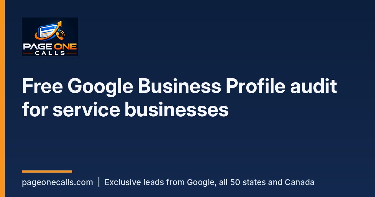 Free Google Business Profile Audit | Page One Calls